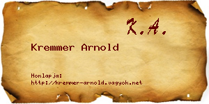 Kremmer Arnold névjegykártya